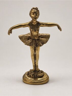Brass Ballerina Figurine - Gold Decorative Home Art